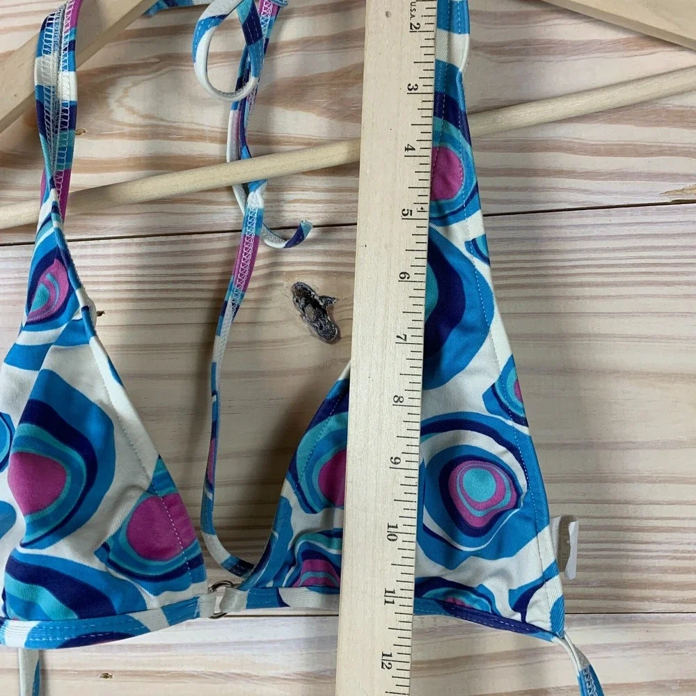 Vtg L*Space Swim Bikini Top Large Retro Swirls USA Made Hippie‎ Y2K
